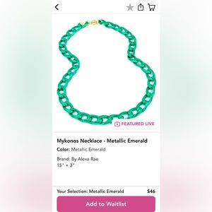 New Melania Clara By Alexa Rae Collection Metallic Emerald Magnetic Necklace